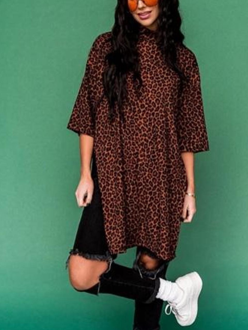 Dressed in LaLa Icon Mock Neck Top in Leopard